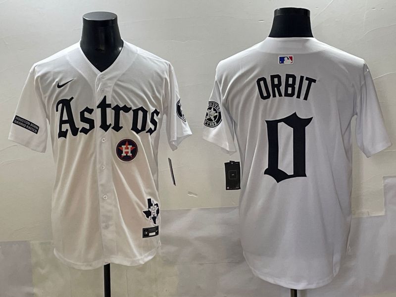 Men 2025 Houston Astros #0 Orbit White Five generations Joint Name Nike MLB Jersey style 12